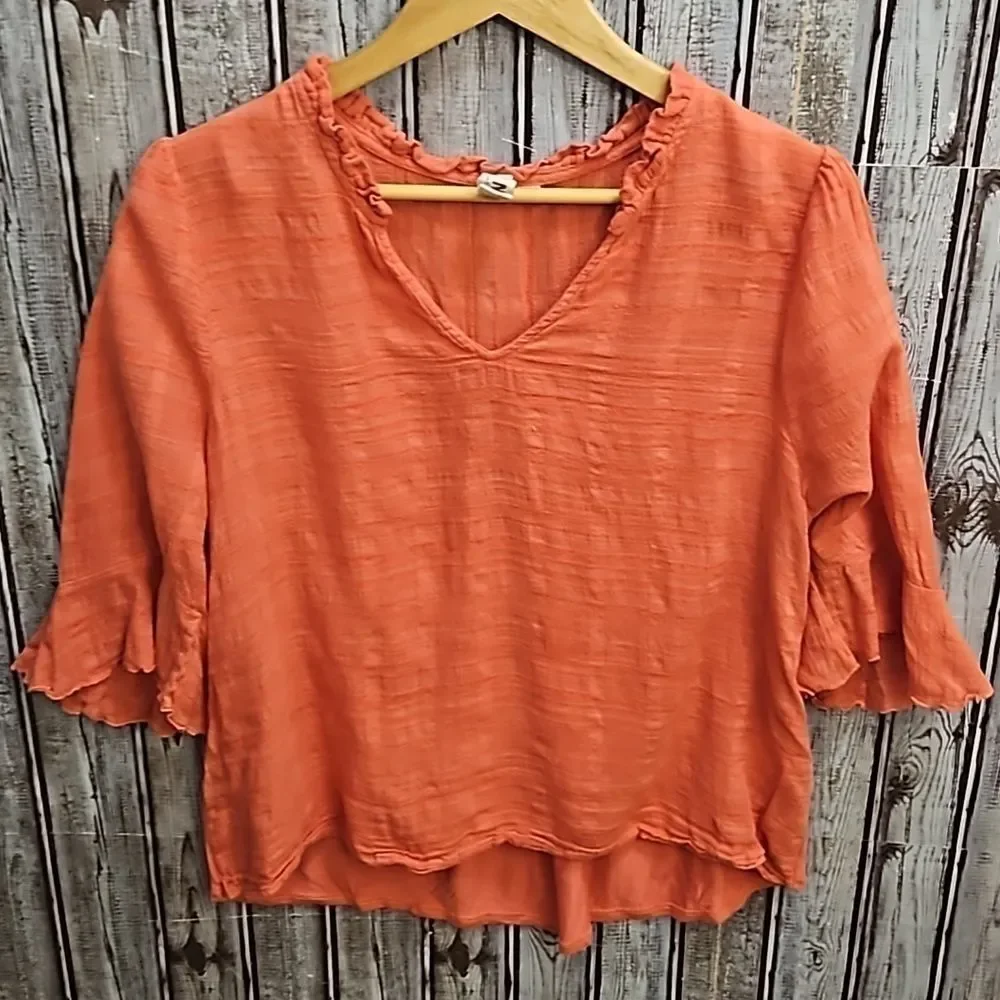 Dolan Tandy Ruffle Blouse Large - Picture 3 of 8